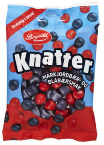 Knatter | Kalorier En pose knatter markjordbær- og blåbærsmak